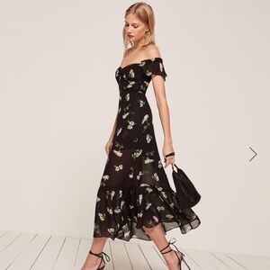 Reformation Black and White Asymmetrical High-Low Sundress